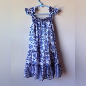 Jona Michelle Blue and White Floral Kids Dress